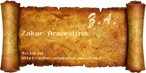 Zakar Armandina névjegykártya